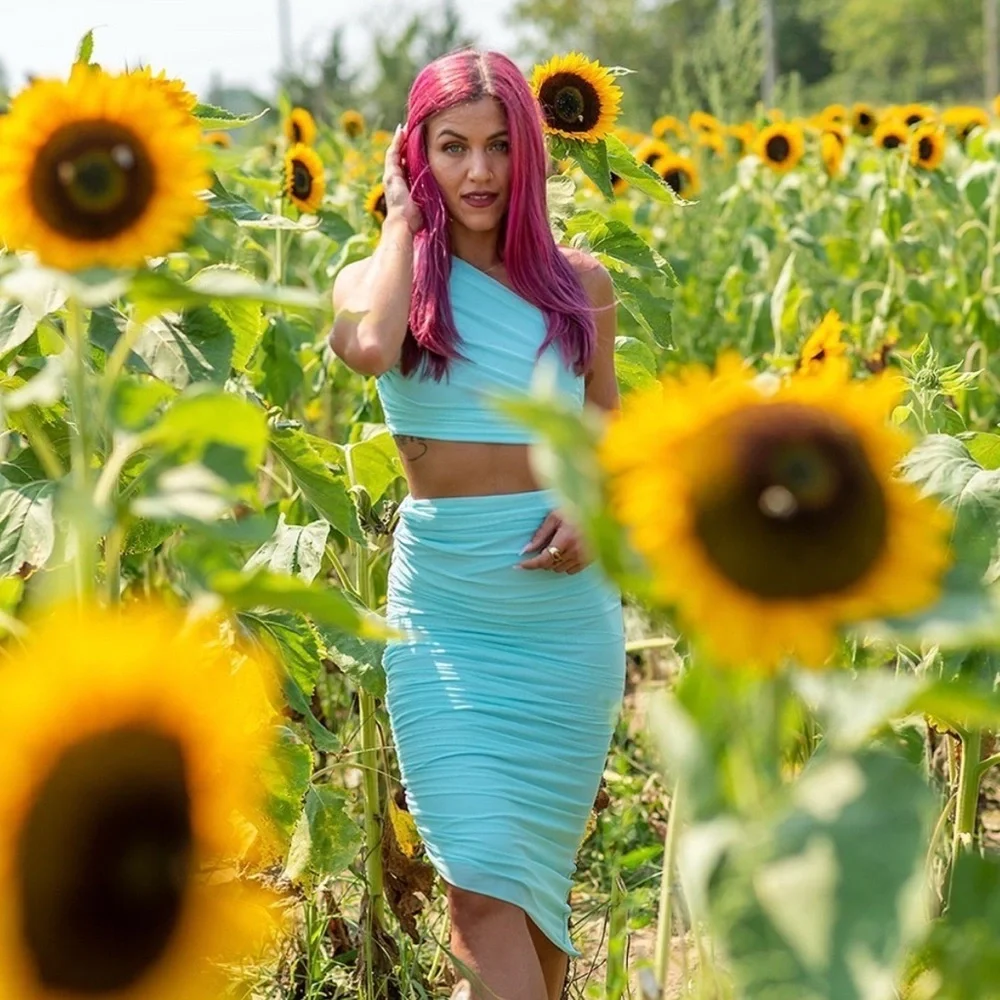 Fashion Nova Aqua Blue Skirt Set - Picture 2 of 7